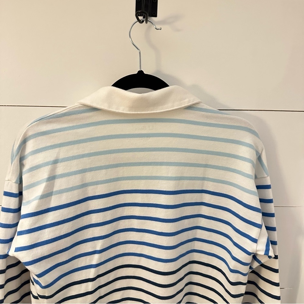 LL BEAN XSP Heritage Mariner striped collared woman 3/4 sleeve cotton top casual - Picture 12 of 14
